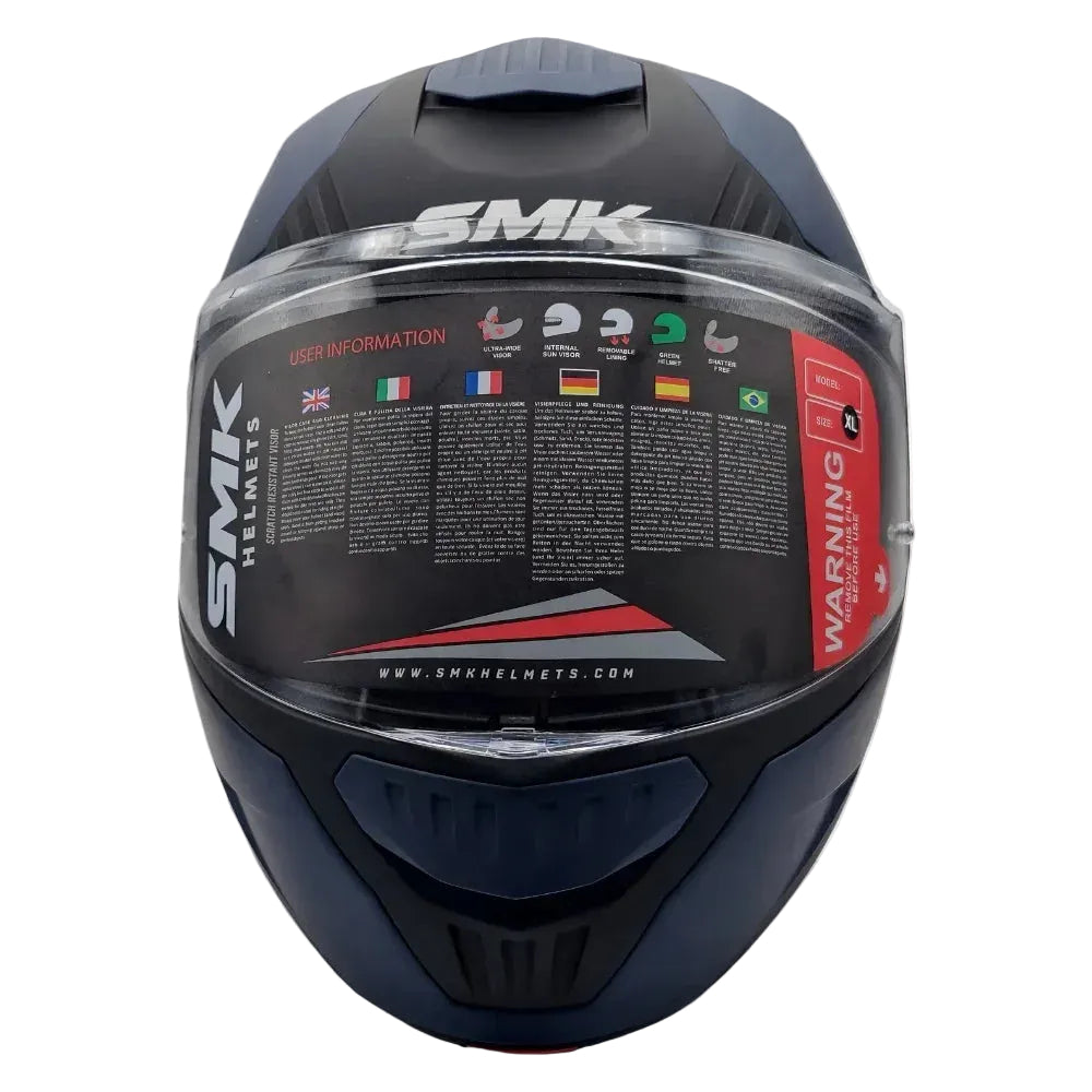 SMK Gullwing Solid Casco Modulare Blu Opaco – ECE 22.06 Doppia P/J Pinlock Ready