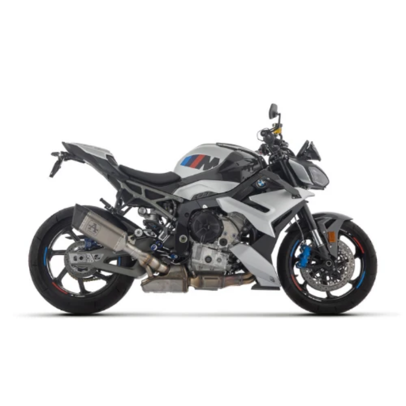 BMW S 1000 RR bianca con livrea M, vista laterale sinistra — immagine di gamma Arrow