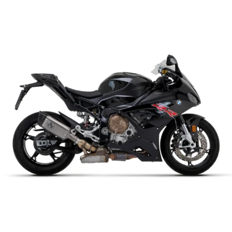 BMW S 1000 RR nera, vista laterale sinistra — immagine di gamma Arrow