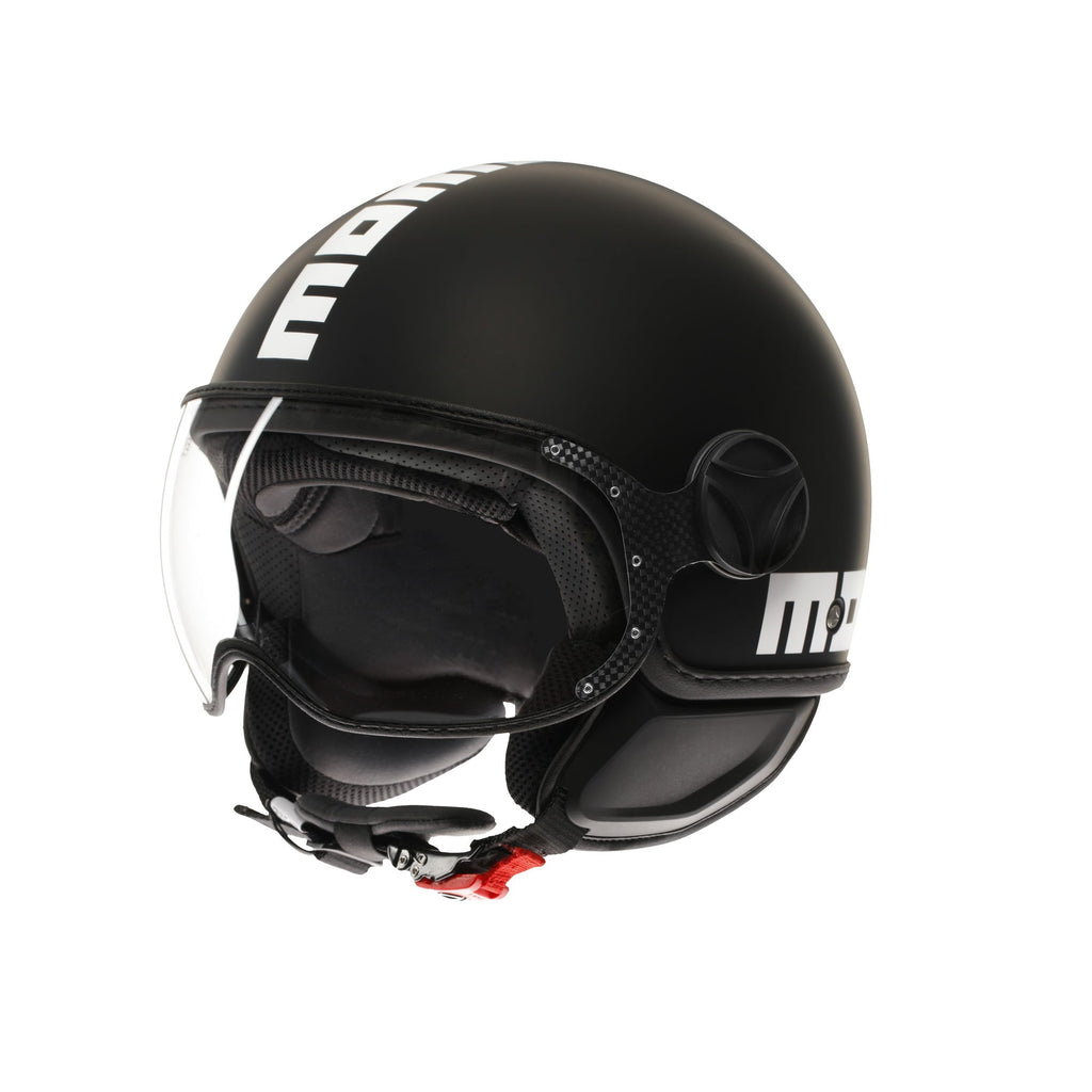 Momo Design FGTR Classic E2206 Casco Jet Nero Opaco/Bianco – Mono ECE 22.06 - Moon Bike - Vista 2
