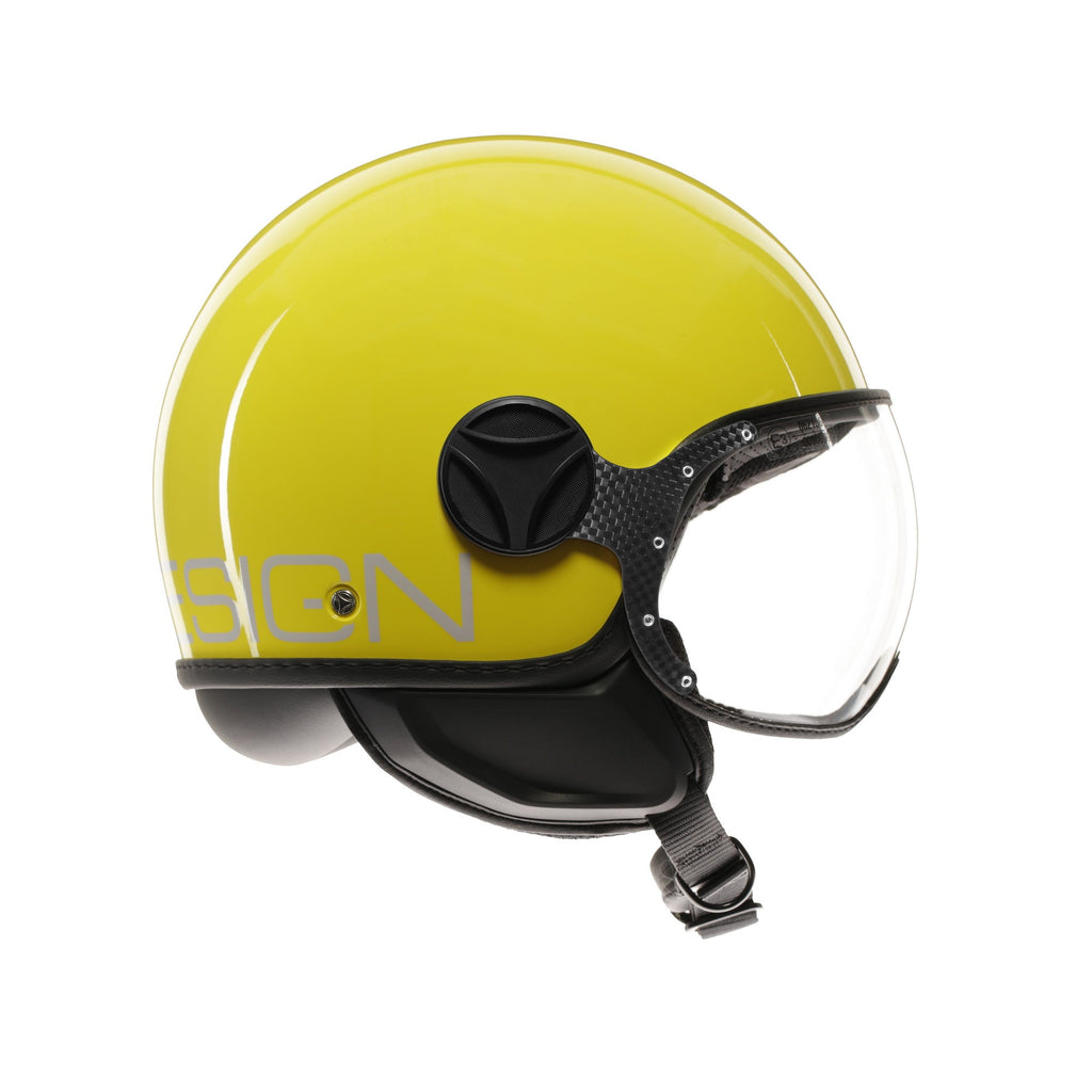 Casco Momo Design FGTR Classic Candy Giallo Bianco - vista posteriore