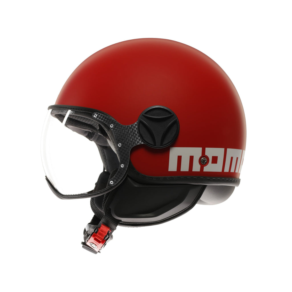 Casco Momo Design FGTR Classic Candy Rosso Opaco Bianco - vista frontale