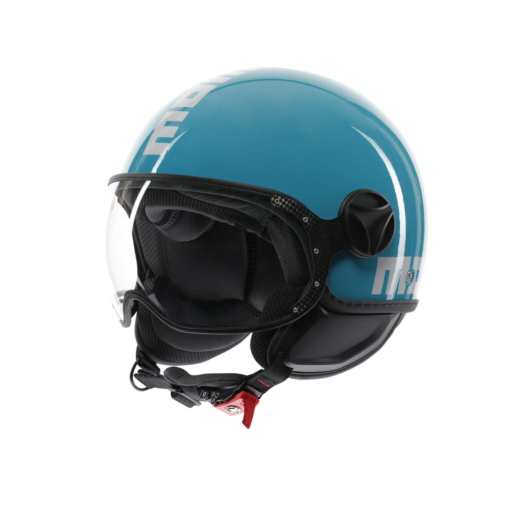 Casco Momo Design FGTR Classic Candy Blu Lago Bianco - vista laterale