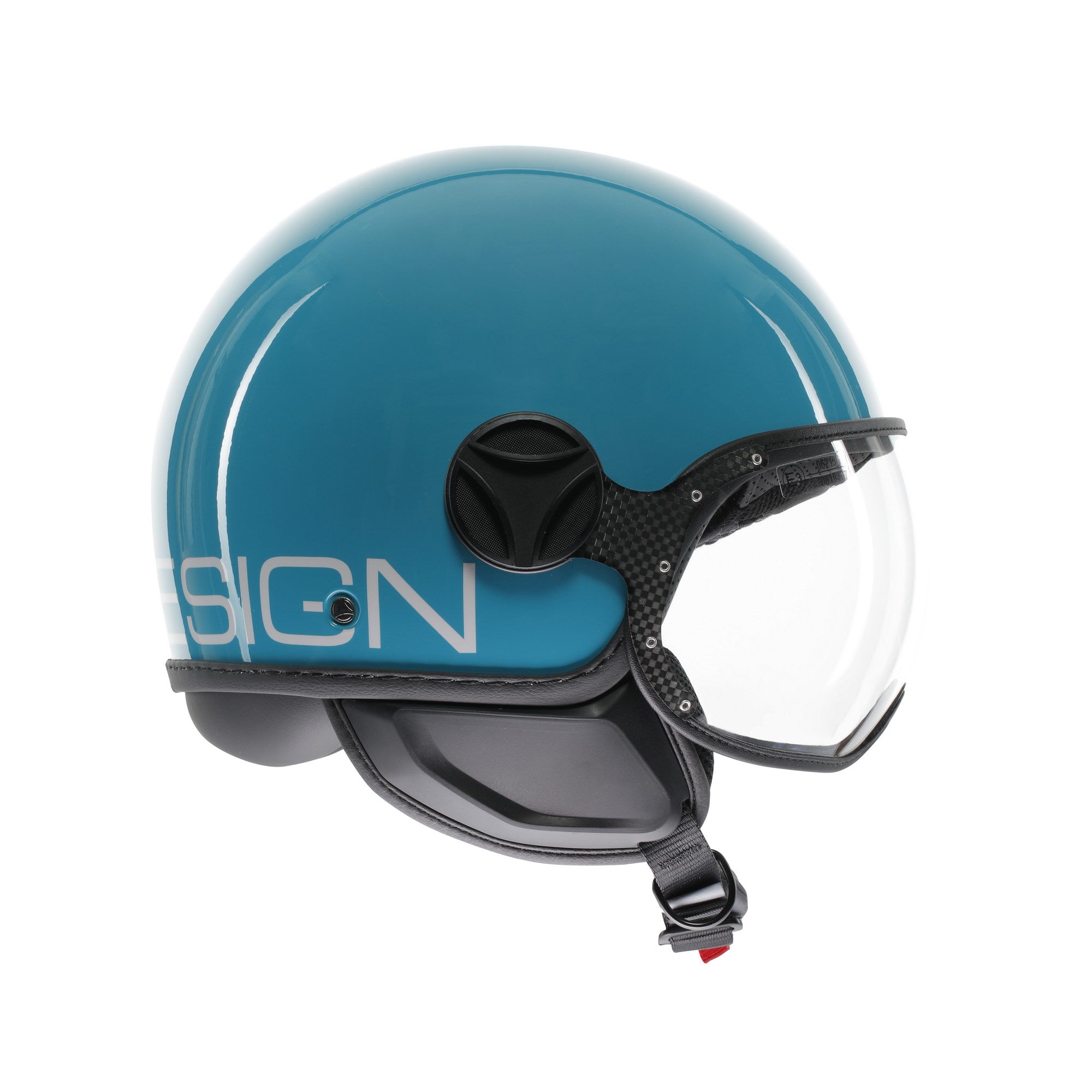 Casco Momo Design FGTR Classic Candy Blu Lago Bianco - vista posteriore
