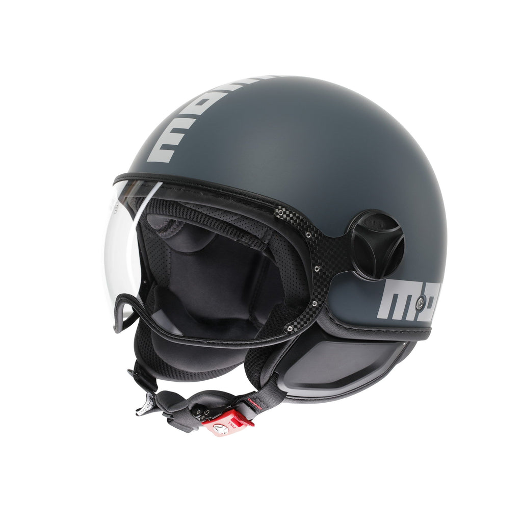 Momo Design FGTR Classic Candy Casco Jet Ottanio Opaco Grigio Bianco – ECE 22.06 ABS Visiera - Moon Bike - Vista 1