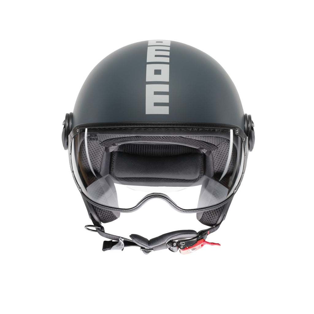 Momo Design FGTR Classic Candy Casco Jet Ottanio Opaco Grigio Bianco – ECE 22.06 ABS Visiera - Moon Bike - Vista 2
