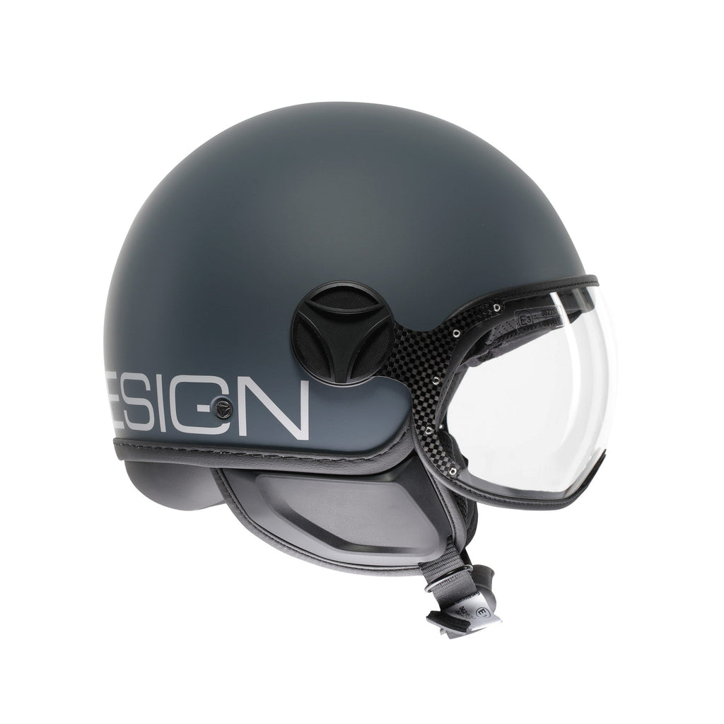 Momo Design FGTR Classic Candy Casco Jet Ottanio Opaco Grigio Bianco – ECE 22.06 ABS Visiera - Moon Bike - Vista 3