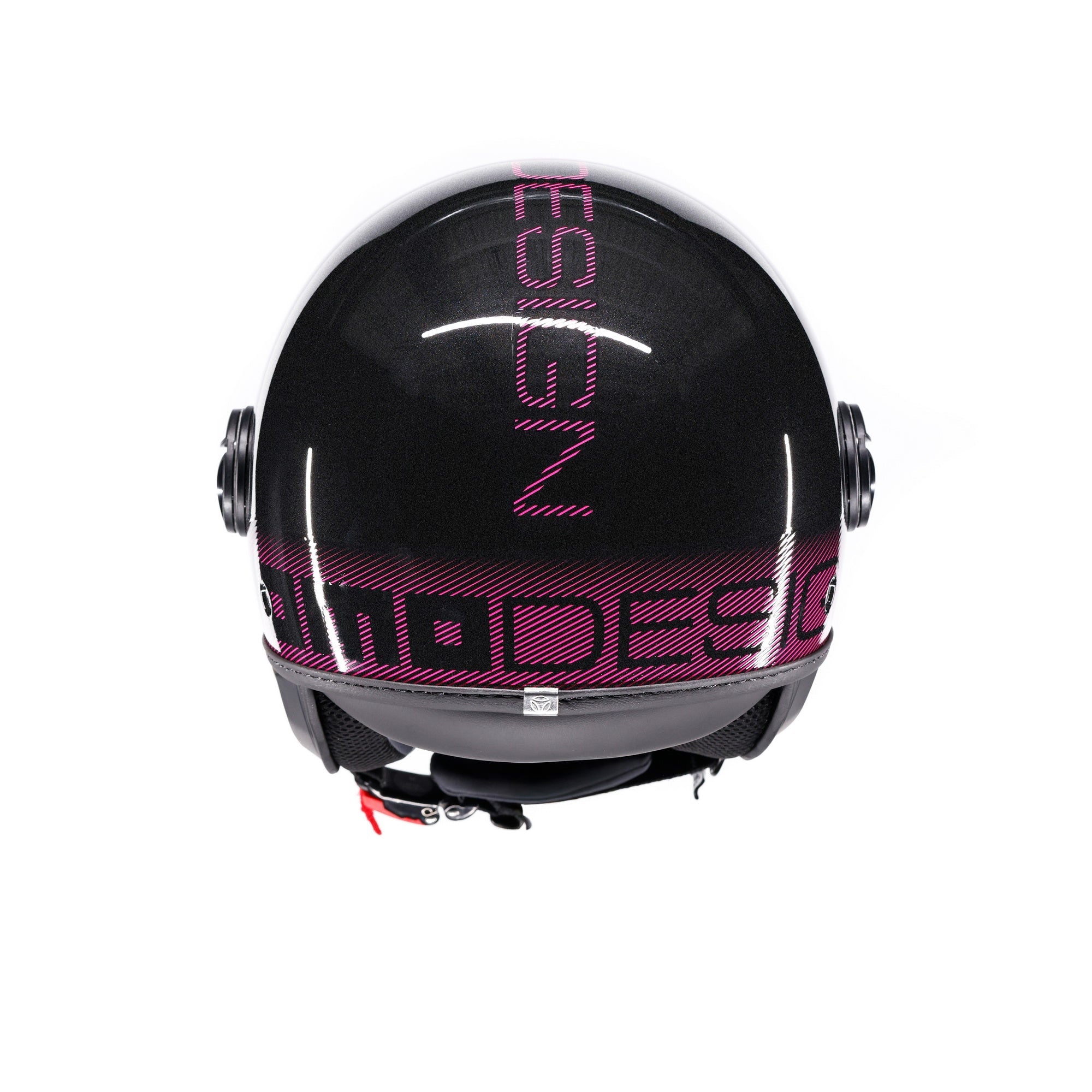 Casco Momo Design FGTR Classic Stripes Nero Glitter Fucsia - dettaglio