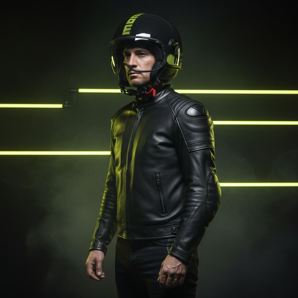 Casco Momo Design FGTR Classic Stripes nero glitter e giallo fluo tra barre luminose gialle