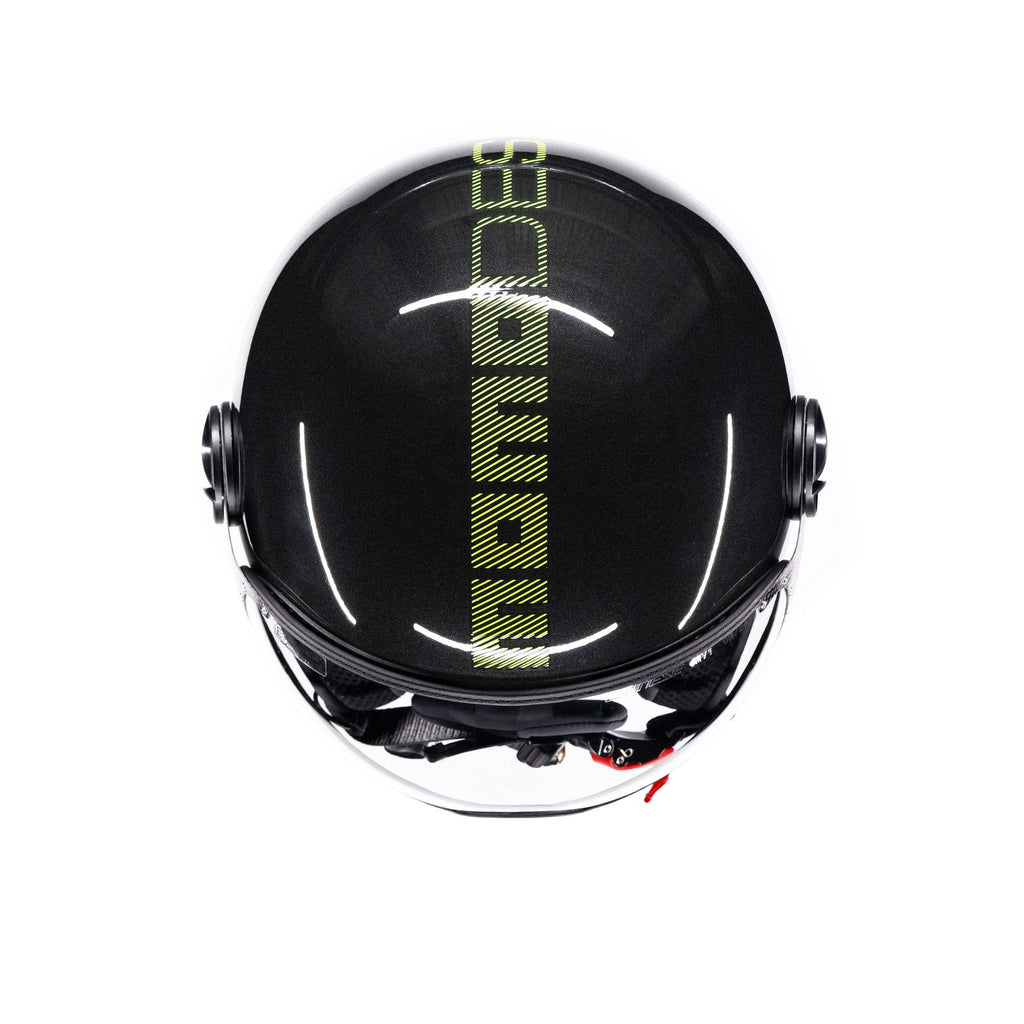 Momo Design FGTR Classic Stripes E2206 Nero Glitter Giallo Fluo - dettaglio interni e visiera