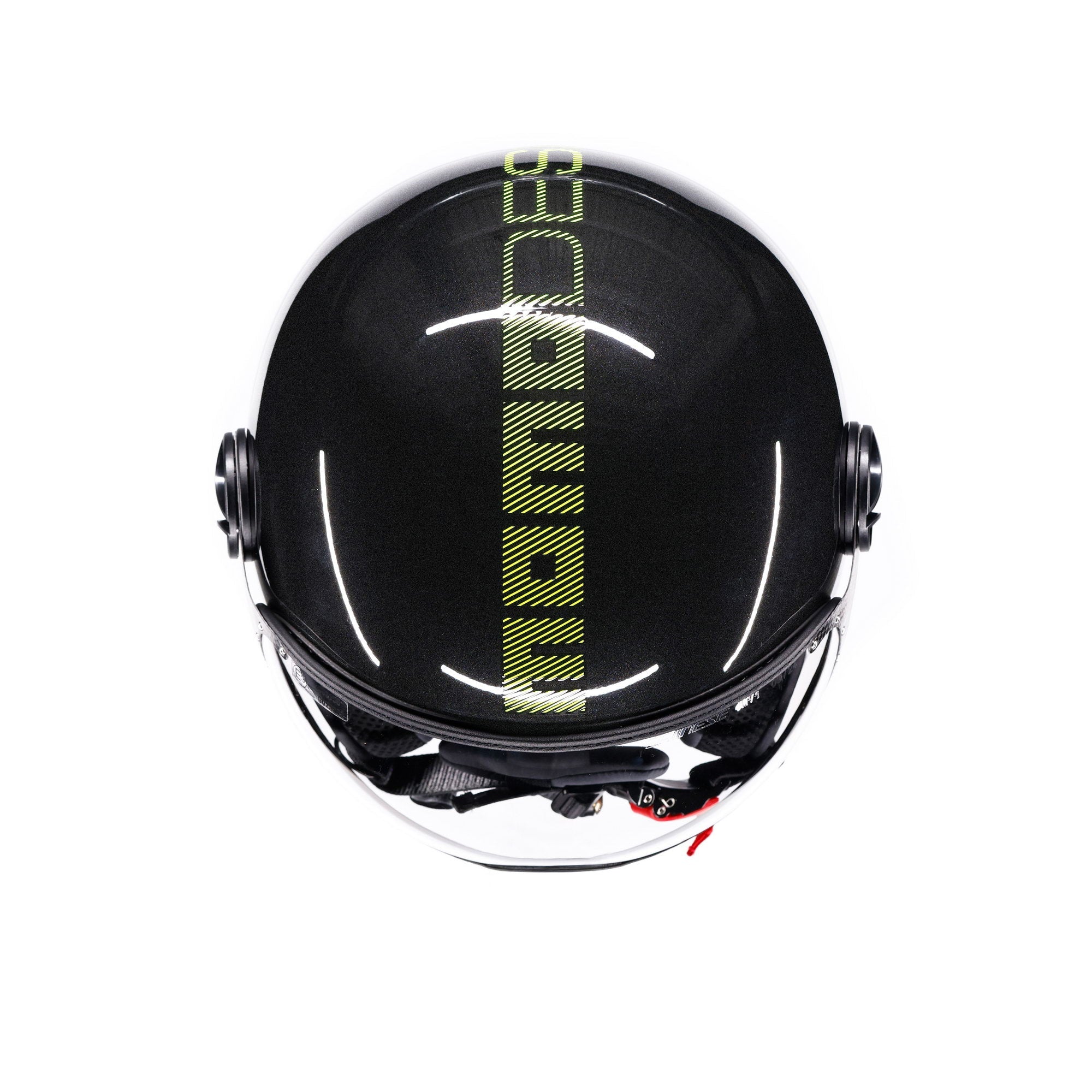 Momo Design FGTR Classic Stripes E2206 Nero Glitter Giallo Fluo - dettaglio interni e visiera