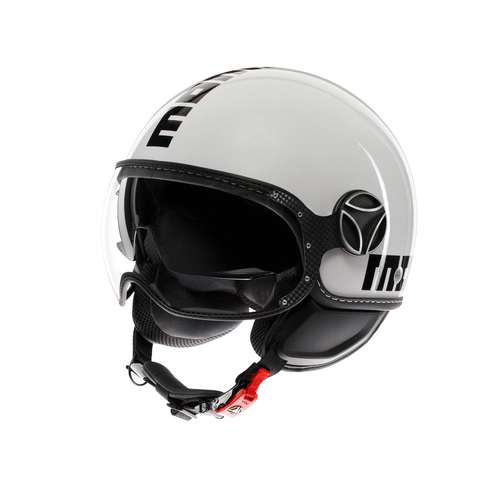 Casco Momo Design FGTR EVO Bianco Quarzo Nero - vista laterale