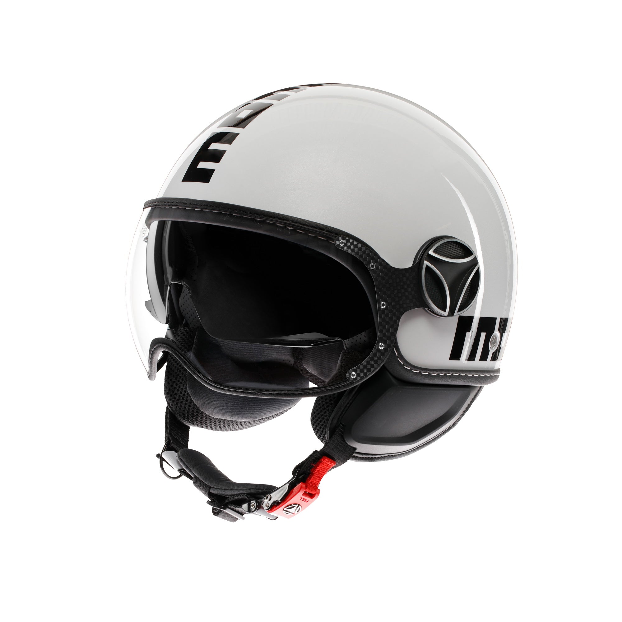 Casco Momo Design FGTR EVO Bianco Quarzo Nero - vista laterale