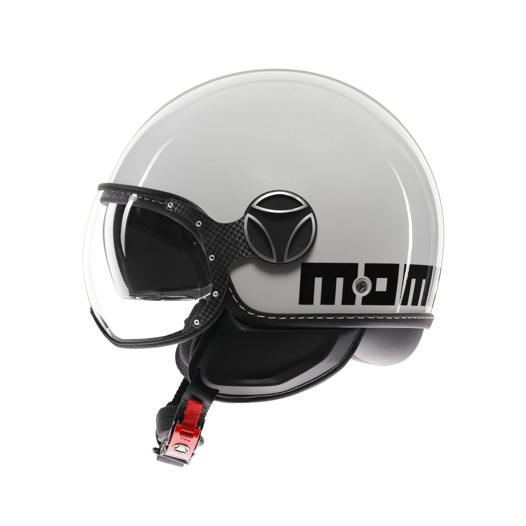 Casco Momo Design FGTR EVO Bianco Quarzo Nero - vista frontale