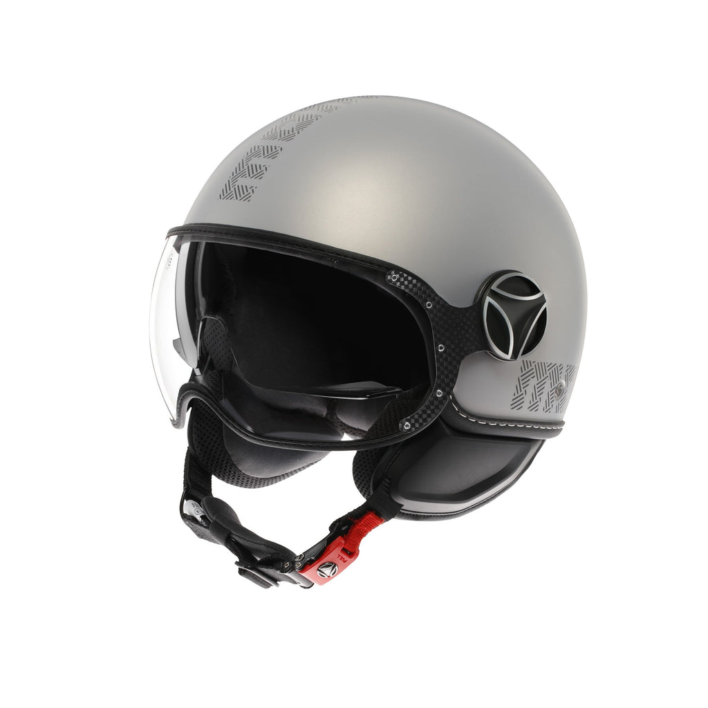 Casco Momo Design FGTR EVO HIP Grigio Opaco Texture Ceruleo - vista laterale