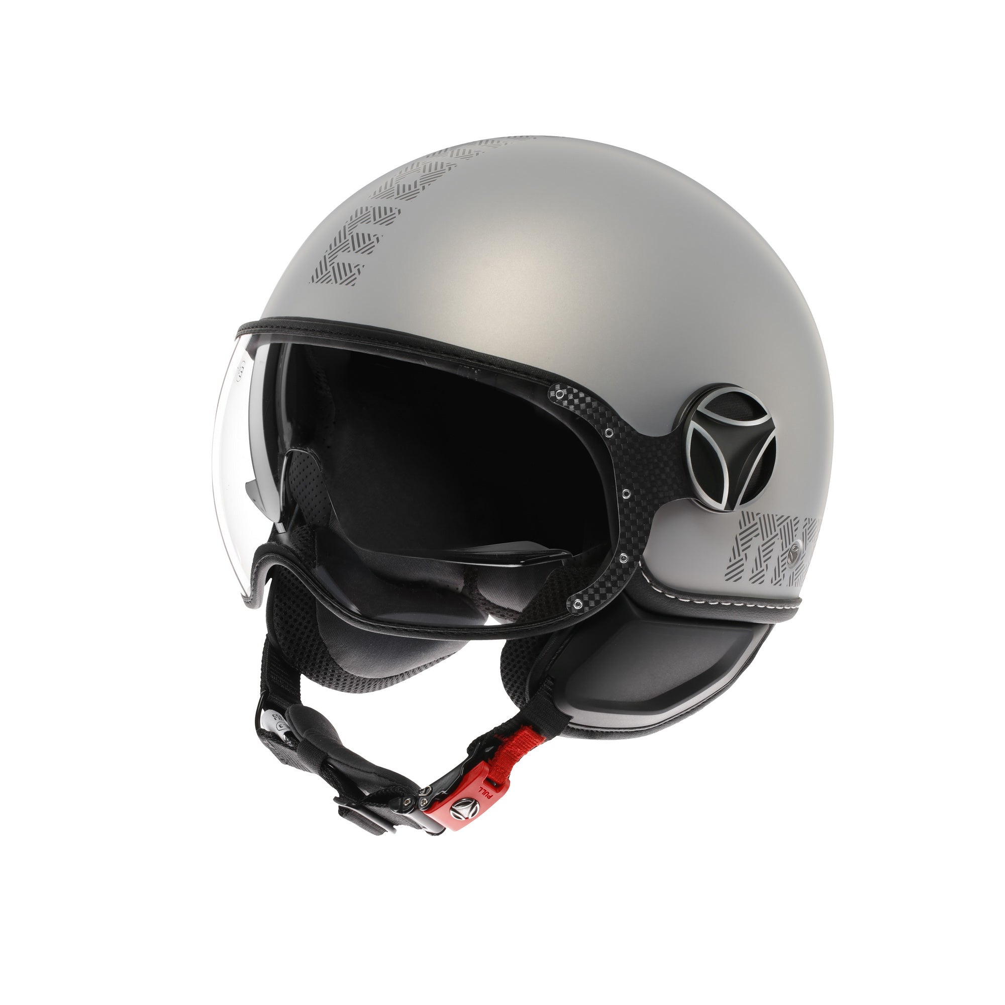 Casco Momo Design FGTR EVO HIP Grigio Opaco Texture Ceruleo - vista laterale
