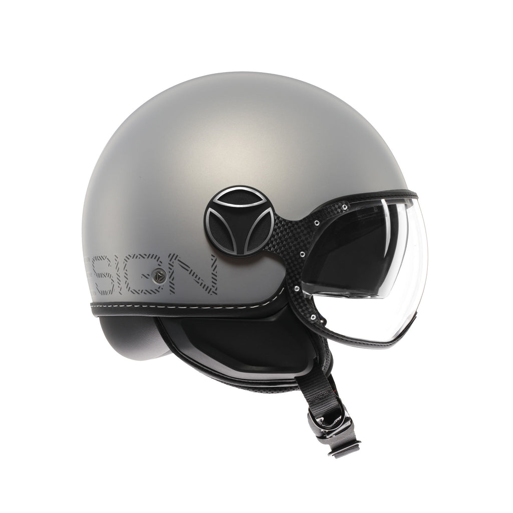 Casco Momo Design FGTR EVO HIP Grigio Opaco Texture Ceruleo - vista posteriore