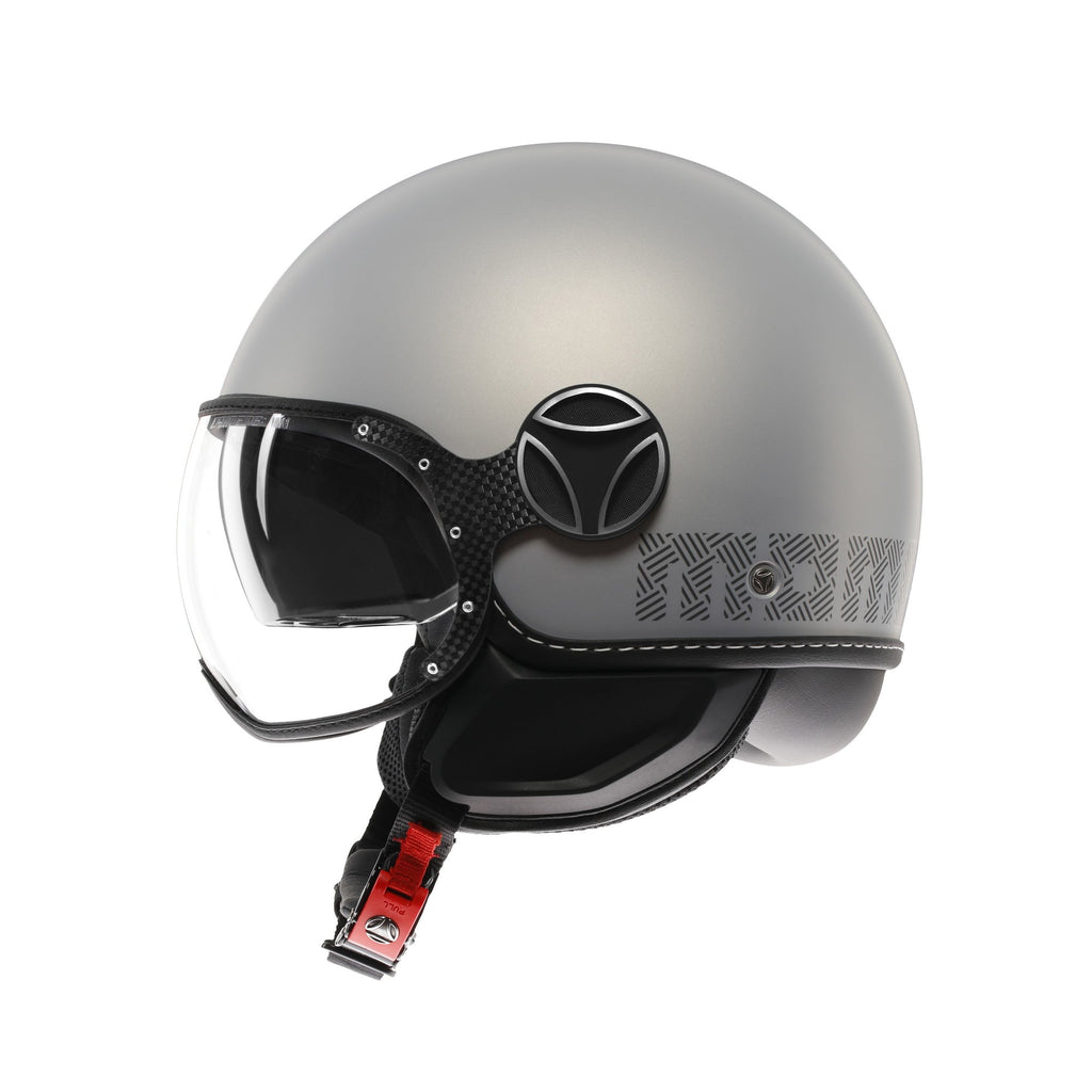 Casco Momo Design FGTR EVO HIP Grigio Opaco Texture Ceruleo - vista frontale