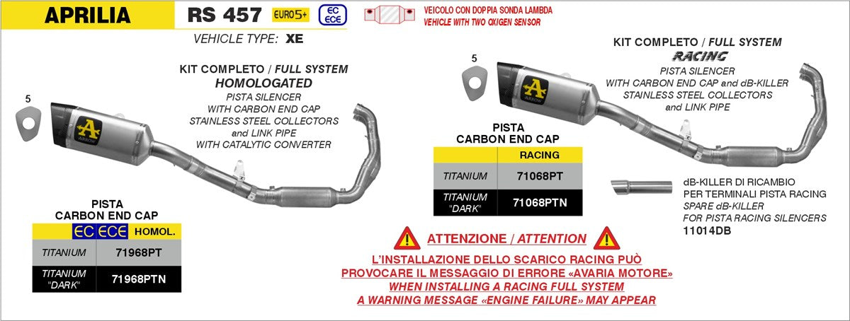 Arrow 71068PT schema Aprilia RS 457