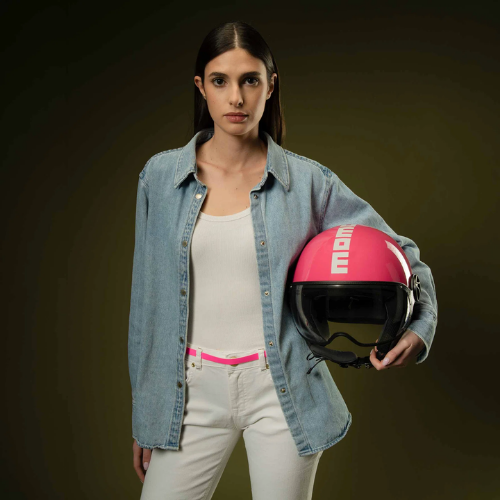 Momo Design FGTR Classic Jet Helmet Candy Fuchsia White - ECE 22.06 ABS Visor