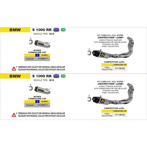Arrow 71118CKZ Kit Scarico Completo Competition (Fondello Carbonio) – BMW S 1000 RR (2009-2014)