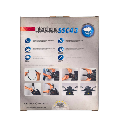 Cellularline SSCGPS43 Porta Navigatore Moto Impermeabile 4.3" – Manubri Non Tubolari Scooter