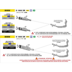 Schema di montaggio Arrow per BMW S 1000 XR: blocco 2020-2023 vehicle type 2X99 e blocco 2024-2026 Euro 5+ vehicle type SX, con i collettori racing 71751MI su entrambe le generazioni e l'avviso sul messaggio di errore avaria motore