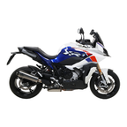 BMW S 1000 XR blu bianca e rossa con terminale Arrow Works 71927PK, vista laterale sinistra