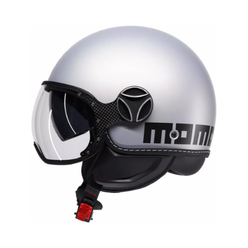 Momo Design FGTR EVO E2206 Jet Helmet Matte Grey/Cerulean – Sun Visor ECE 22.06