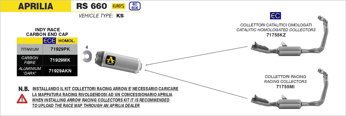 Arrow 71929AKN schema applicazione Aprilia RS 660 / Tuono 660