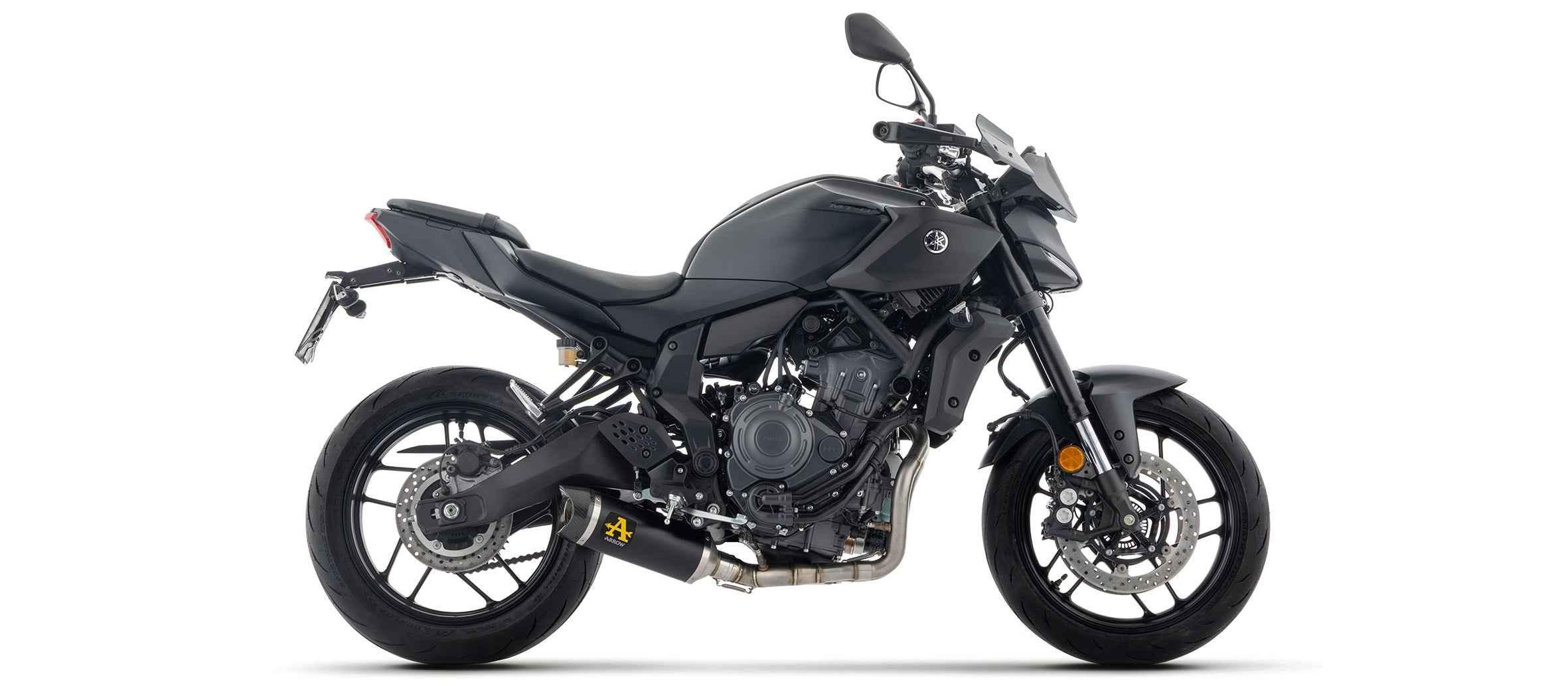 Kit completo racing con terminale Thunder in alluminio Dark per Yamaha MT-07 2025/2026 - Arrow (71095AKN)