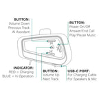 MotoLine Auricolare Bluetooth Casco Moto Wireless IPX6 – Assistente AI, 12h Autonomia