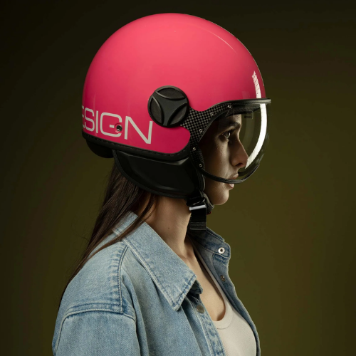 Momo Design FGTR Classic Jet Helmet Candy Fuchsia White - ECE 22.06 ABS Visor