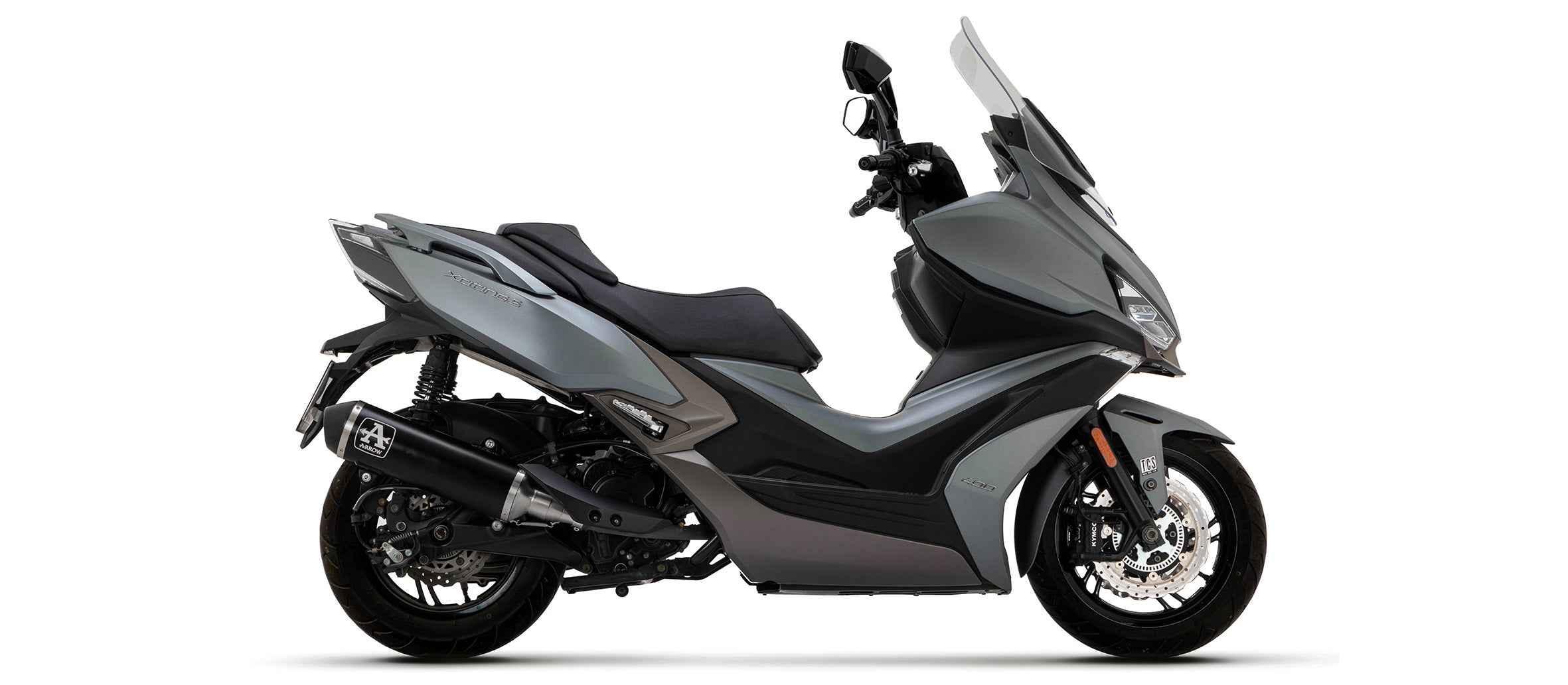 Terminale Urban alluminio Dark con fondello Dark per Kymco XCITING 400i S 2021/2024 - Arrow (73522ANN)