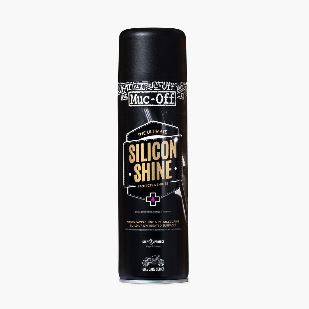 Spray al Silicone Protettivo e Anti-Attrito Muc-Off Motorcycle Silicon Shine 500ml, articolo 53168 — Moon Bike
