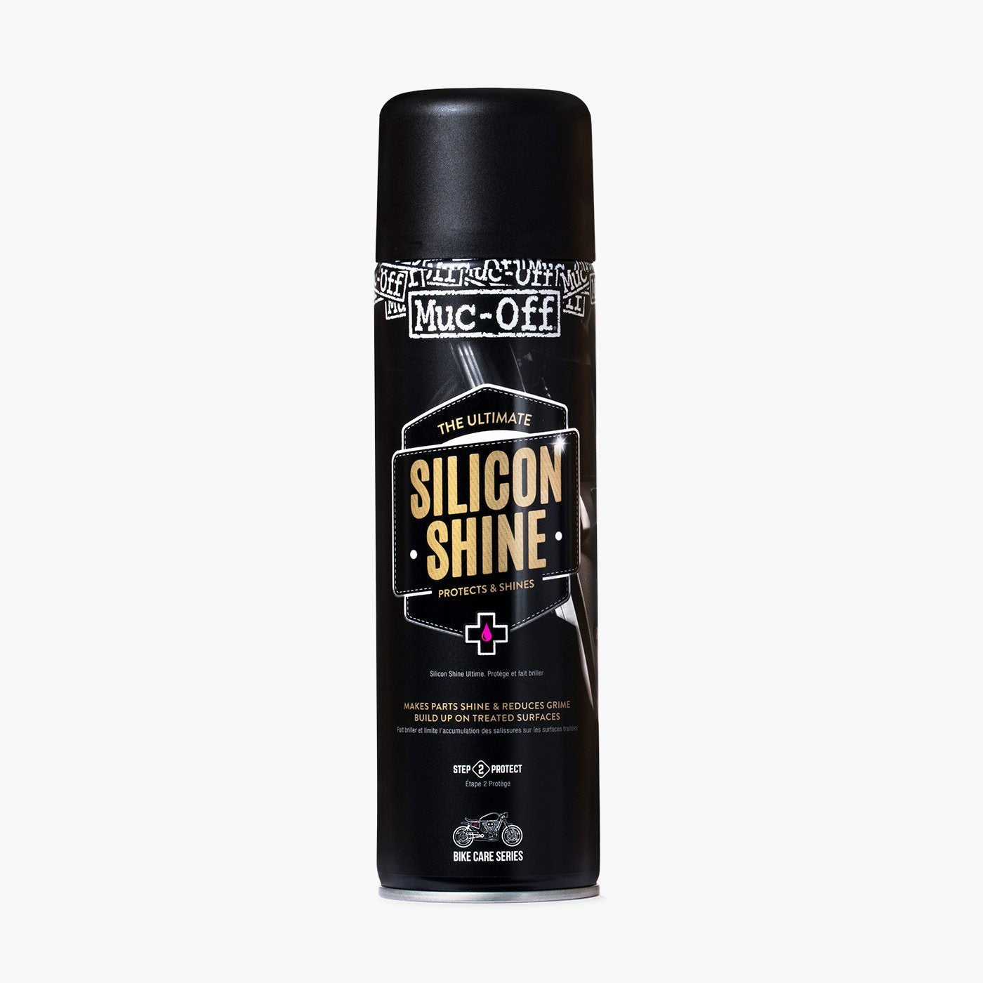 Spray al Silicone Protettivo e Anti-Attrito Muc-Off Motorcycle Silicon Shine 500ml, articolo 53168 — Moon Bike