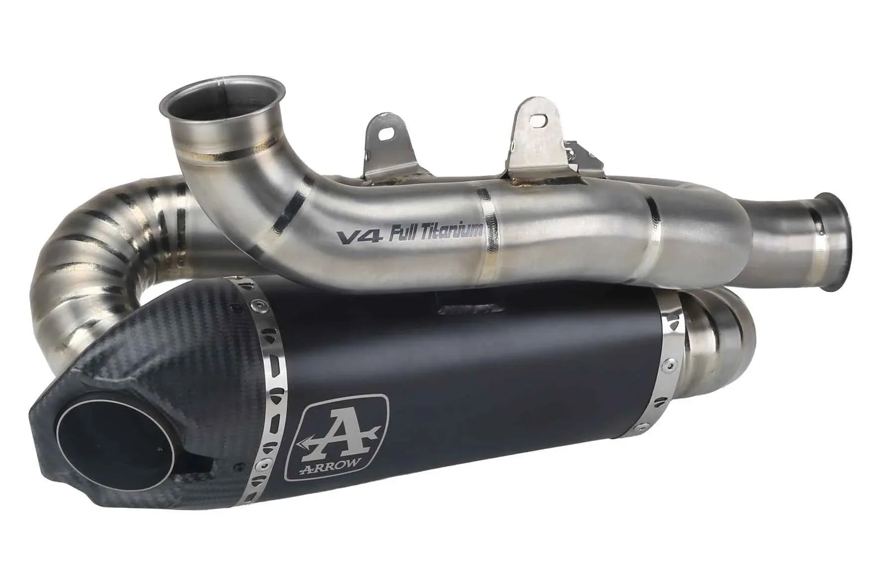 Terminale Works titanio Dark con raccordi in titanio per Ducati Panigale V4 2025/2026 - Arrow (71163PKR)