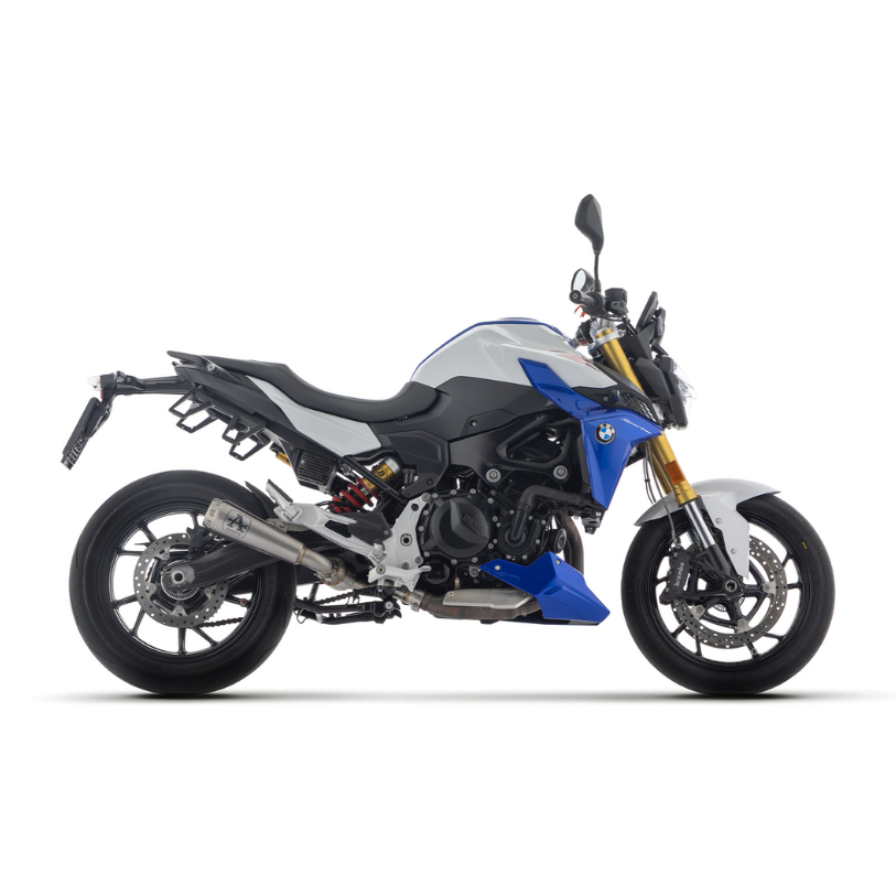 BMW F 900 R 2025 con terminale Arrow Pro-Race nichrom, seconda vista laterale sinistra ravvicinata