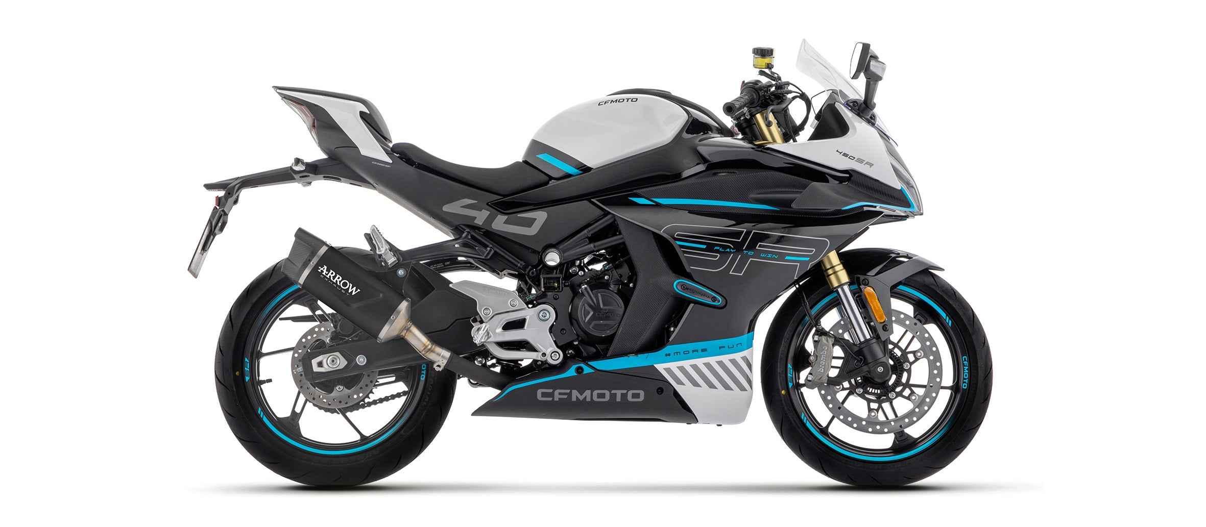 Terminale Indy Race EVO alluminio Dark con fondello carby per CF Moto 450NK / 450SR 2023/2024 - Arrow (71959AKN)