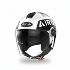 Airoh Helios UP Casco Jet Bianco Nero Lucido – ECE 22.05 Visierino Parasole Casco Demi-Jet - Moon Bike - Vista 3