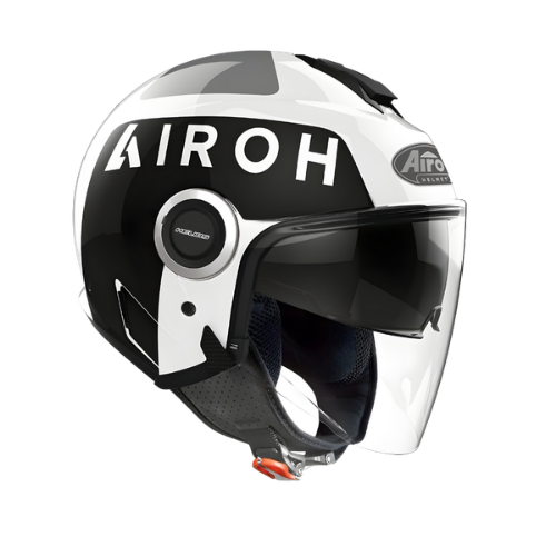 Airoh Helios UP Casco Jet Bianco Nero Lucido – ECE 22.05 Visierino Parasole