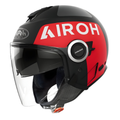 Airoh Helios UP Casco Jet Nero Rosso Opaco – Doppia Visiera ECE 22.05 HRT