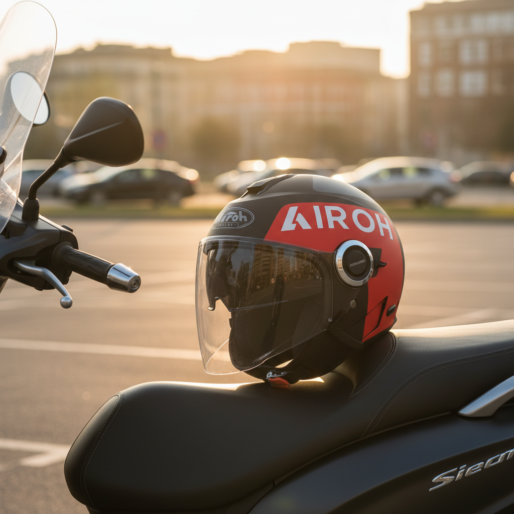 Airoh Helios UP Casco Jet Nero Rosso Opaco – Doppia Visiera ECE 22.05 HRT
