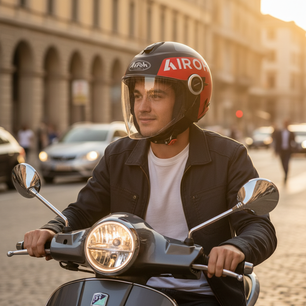 Airoh Helios UP Casco Jet Nero Rosso Opaco – Doppia Visiera ECE 22.05 HRT