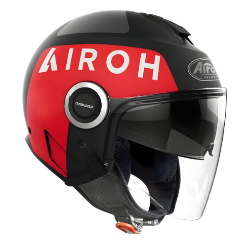 Airoh Helios UP Casco Jet Nero Rosso Opaco – Doppia Visiera ECE 22.05 HRT