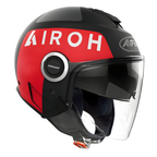 Airoh Helios UP Casco Jet Nero Rosso Opaco – Doppia Visiera ECE 22.05 HRT