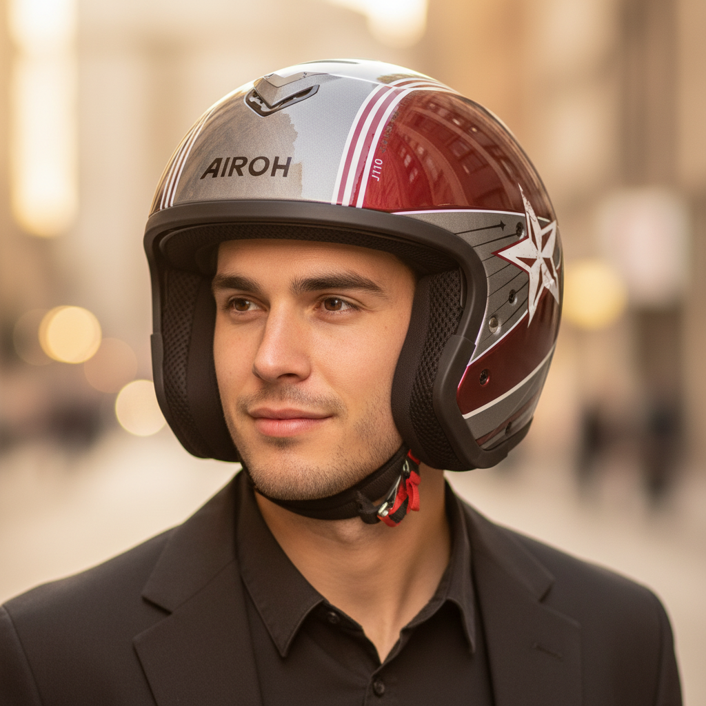 Airoh J110 Command Casco Modulare 2in1 Burgundy Lucido ECE 22.06