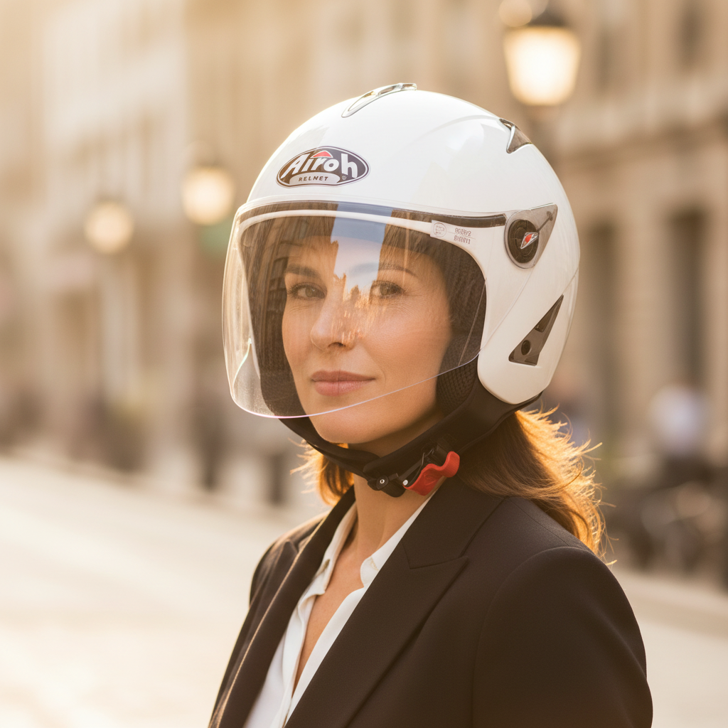 Airoh JT Casco Demi-Jet Bianco Lucido – Ultraleggero 900g ECE 22.05 Visiera Lunga