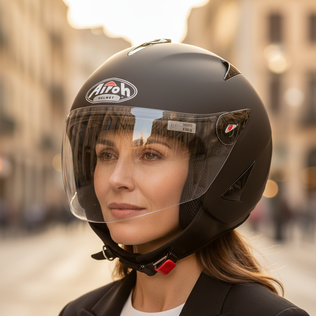 Airoh JT Casco Demi-Jet Nero Opaco – Ultraleggero 900g ECE 22.05 Visiera Lunga