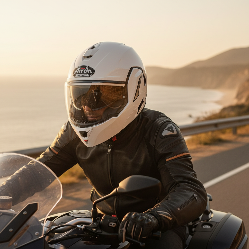 Airoh REV 19 White Gloss Casco Modulare Flip-Up – Doppia Omologazione P/J ECE 22.05 Bianco Lucido - Moon Bike - Vista 5